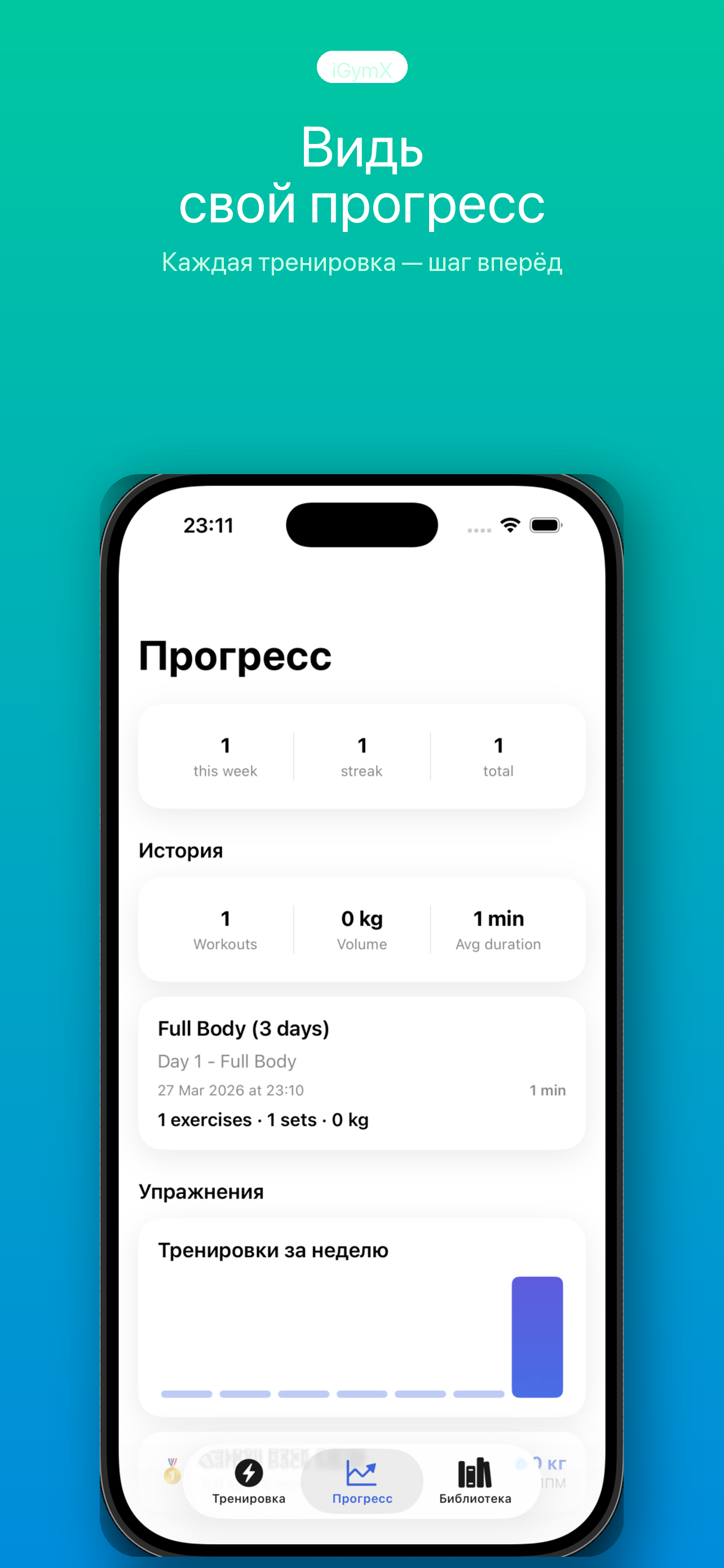 Экран выбора программы тренировки с рекомендациями